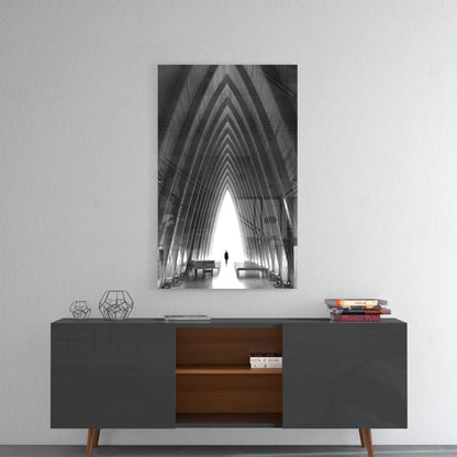 Wooden Cathedral Glass Wall Art