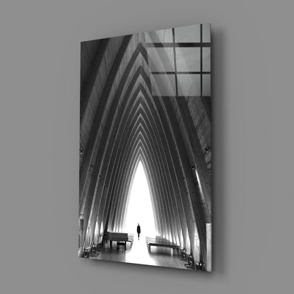 Wooden Cathedral Glass Wall Art