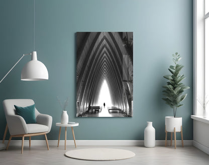Wooden Cathedral Glass Wall Art