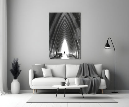Wooden Cathedral Glass Wall Art