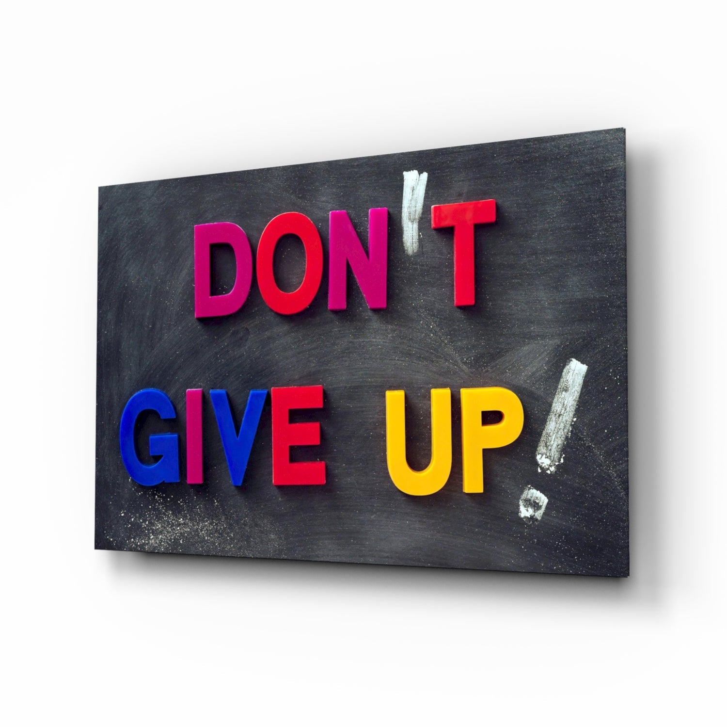 Don't Give Up chalkboard glass wall art