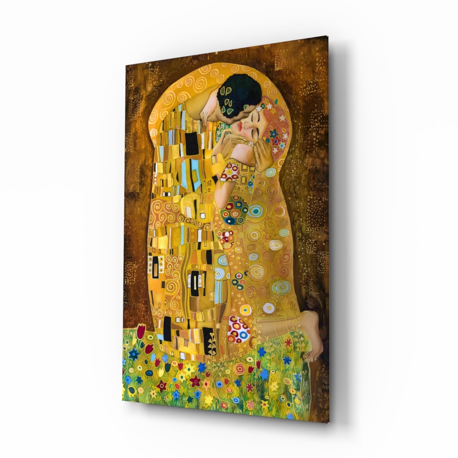 Klimt The Kiss glass wall art gold reproduction