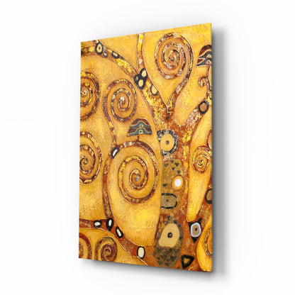 Klimt tree of life glass wall art gold