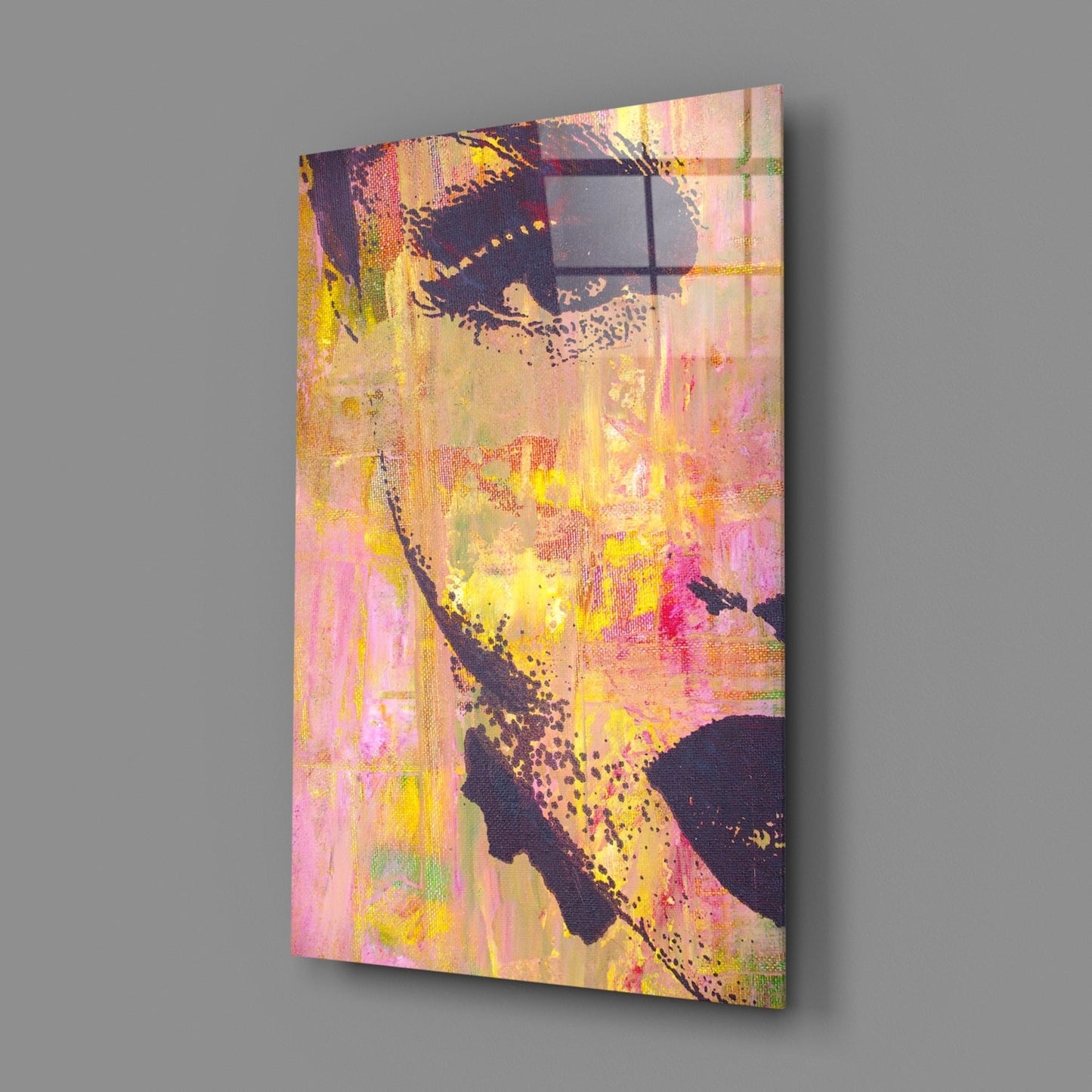Magenta Stencil Portrait Glass Wall Art
