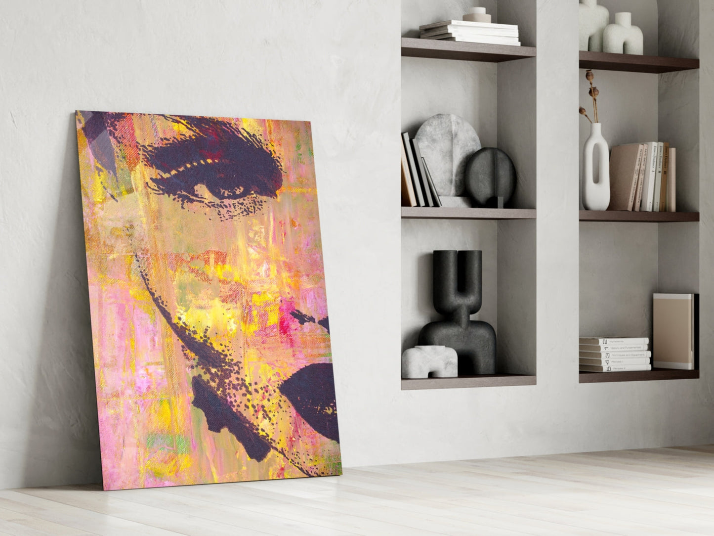 Magenta Stencil Portrait Glass Wall Art