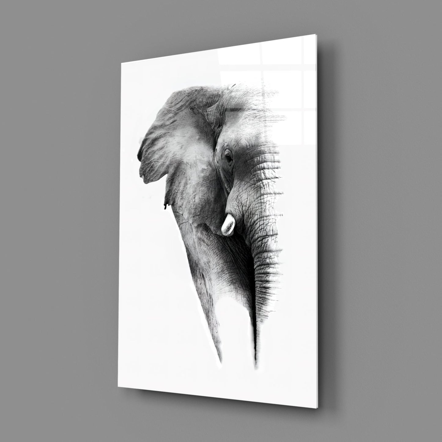 Faded Elephant Sketch Glass Wall Art