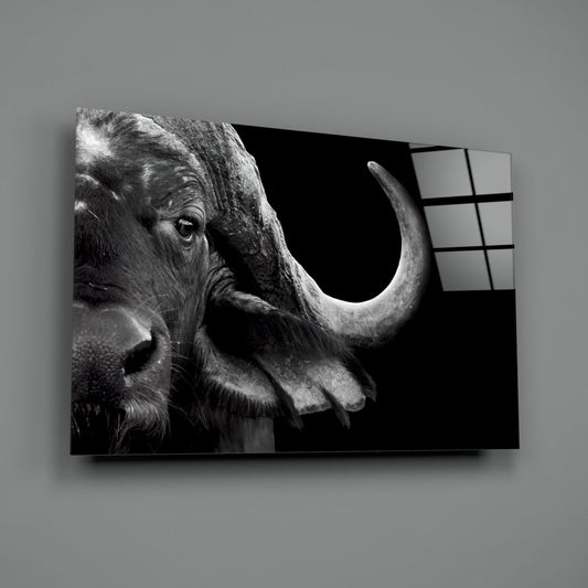 Bison Wildlife Portrait Glass Wall Art