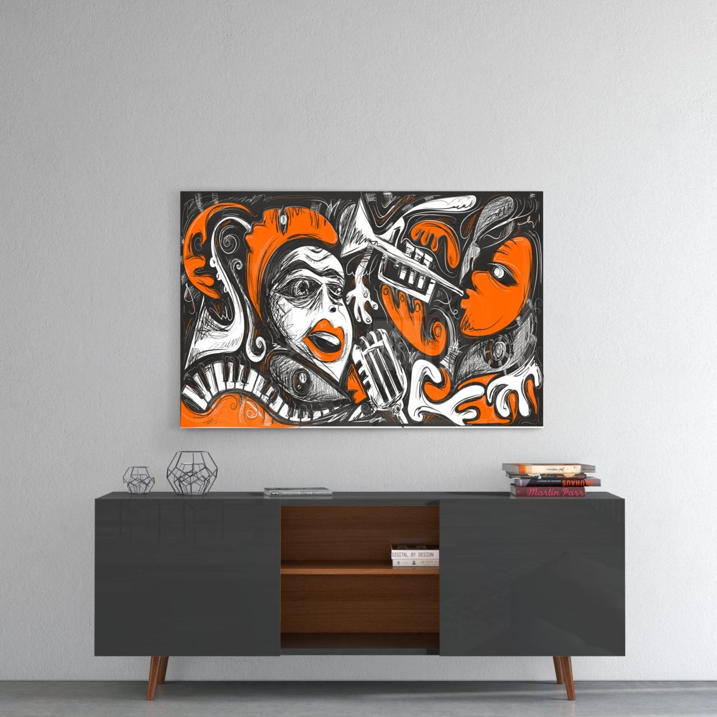 Cubist Musical Portrait Glass Wall Art