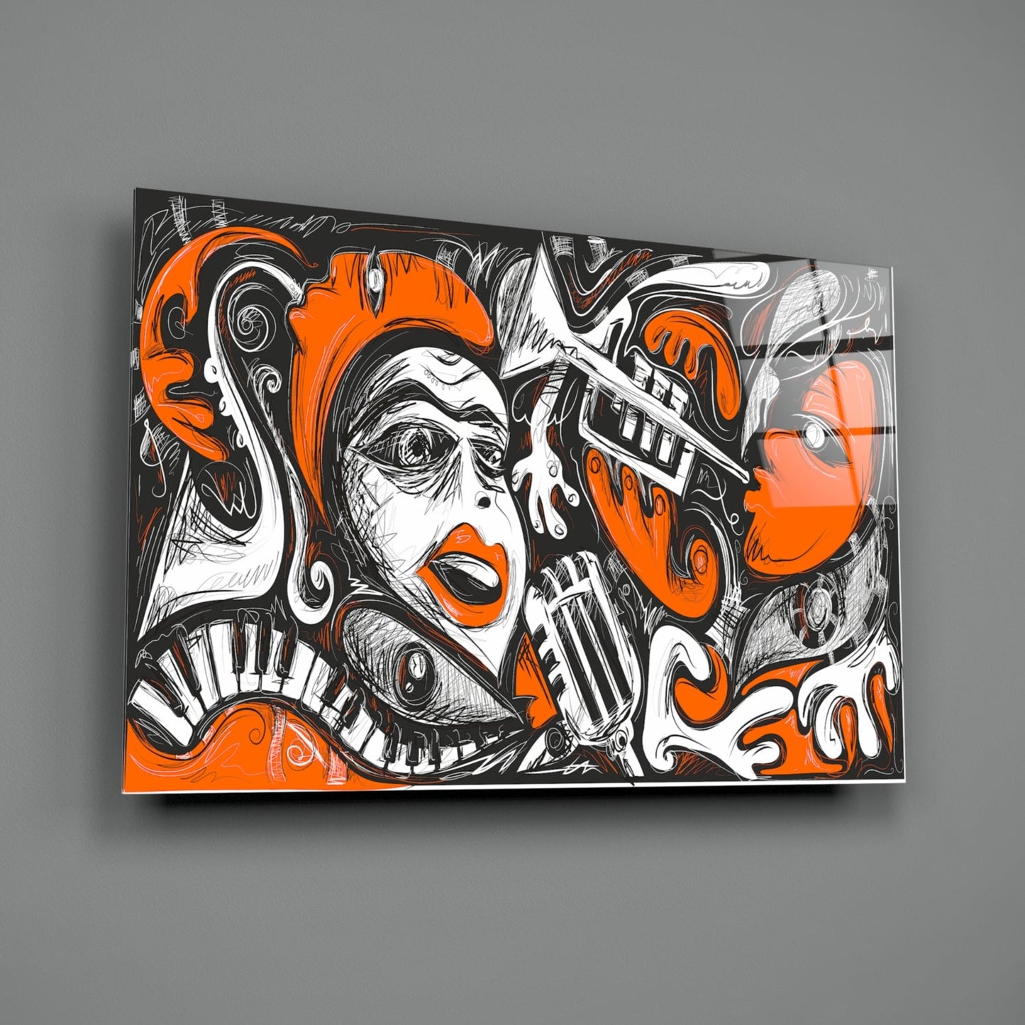 Cubist Musical Portrait Glass Wall Art