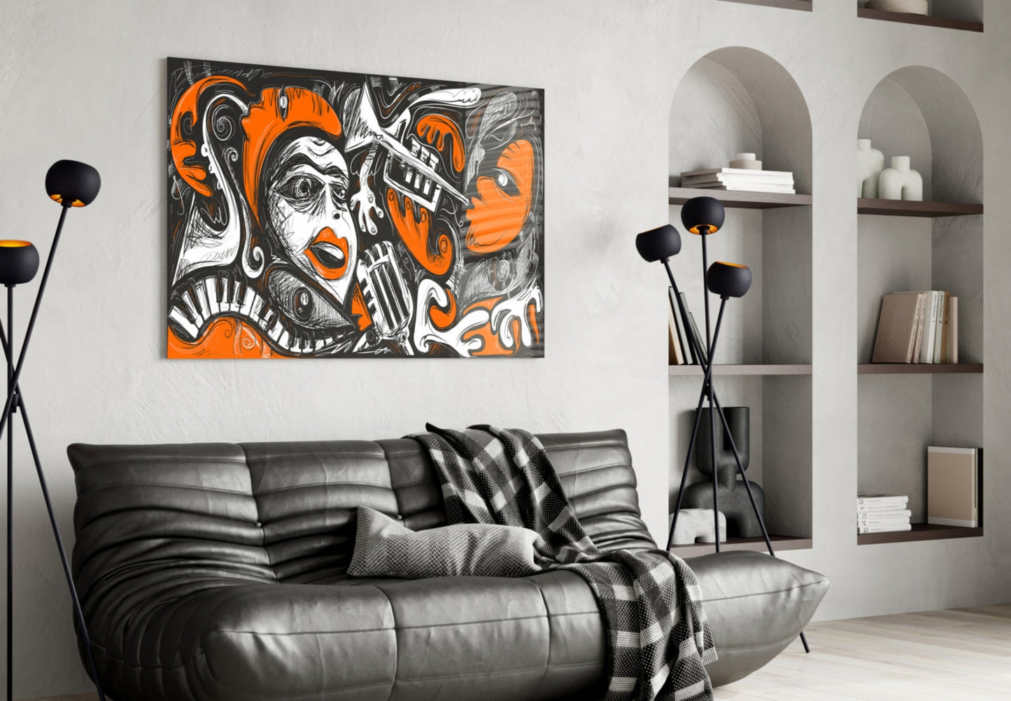 Cubist Musical Portrait Glass Wall Art