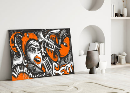 Cubist Musical Portrait Glass Wall Art