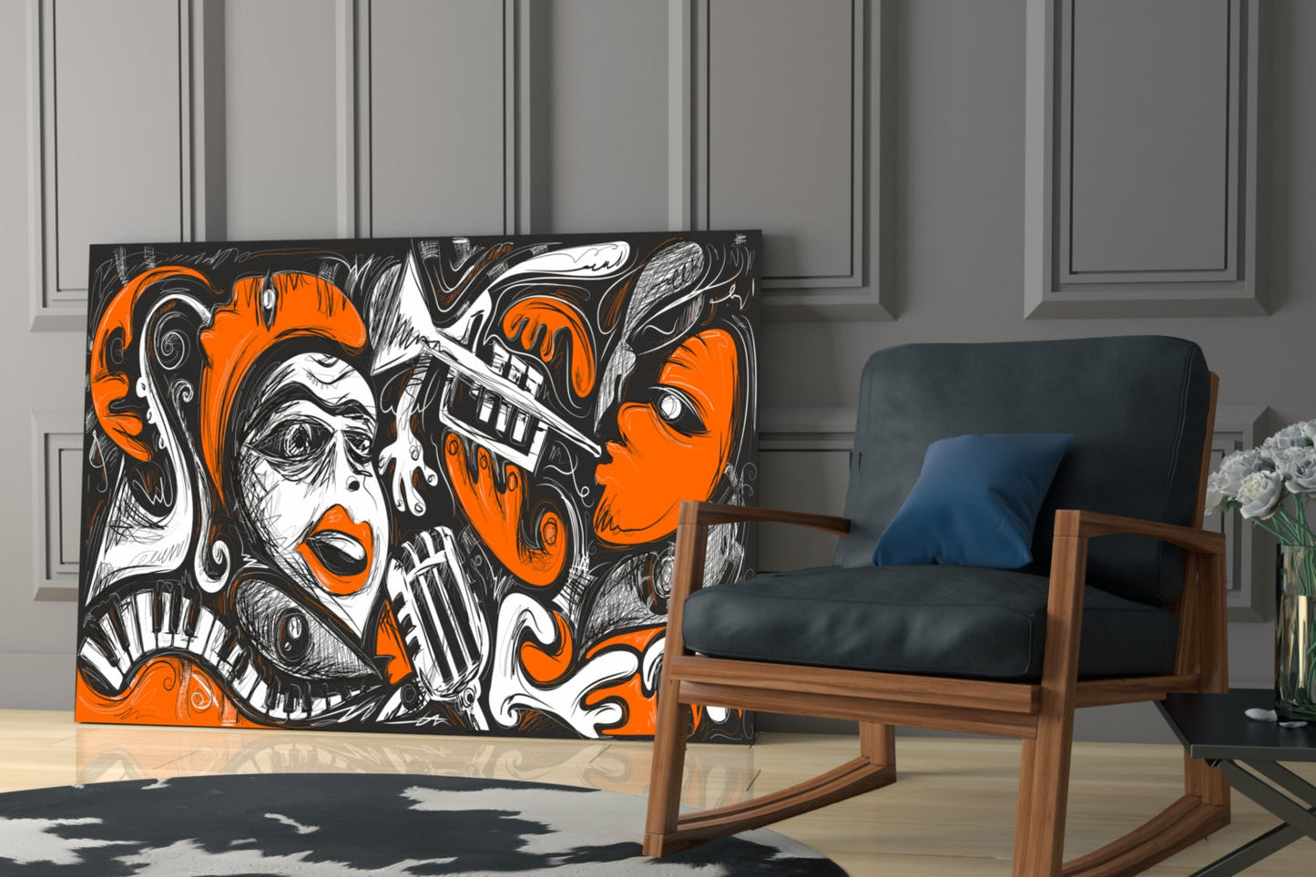 Cubist Musical Portrait Glass Wall Art