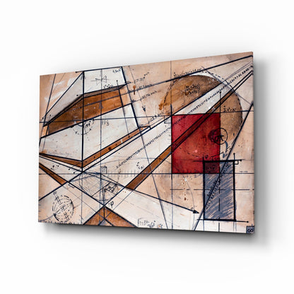 Meaningful Lines Glass Wall Art blueprint geometry