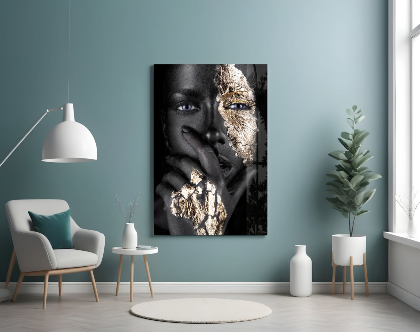 Gold Leaf Portrait Glass Wall Art