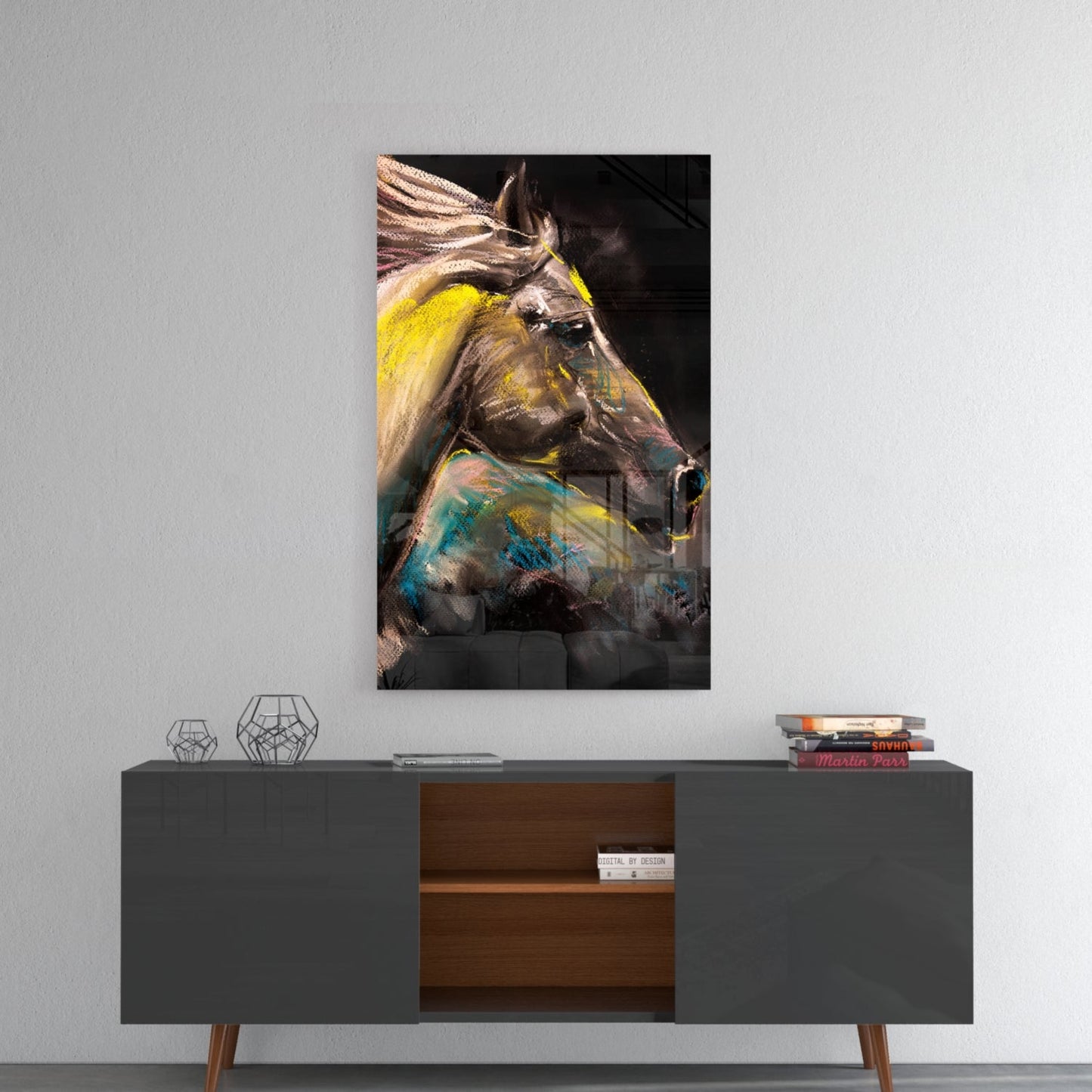 Pastel Horse Profile Glass Wall Art
