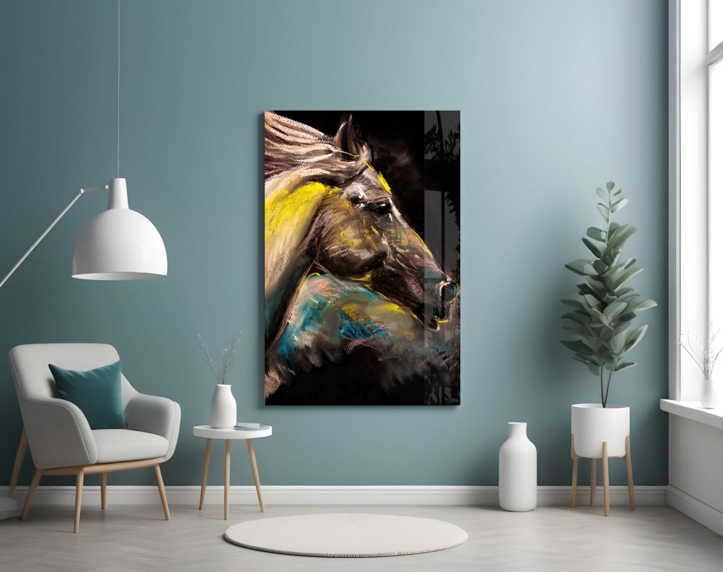 Pastel Horse Profile Glass Wall Art