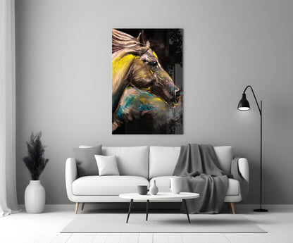 Pastel Horse Profile Glass Wall Art