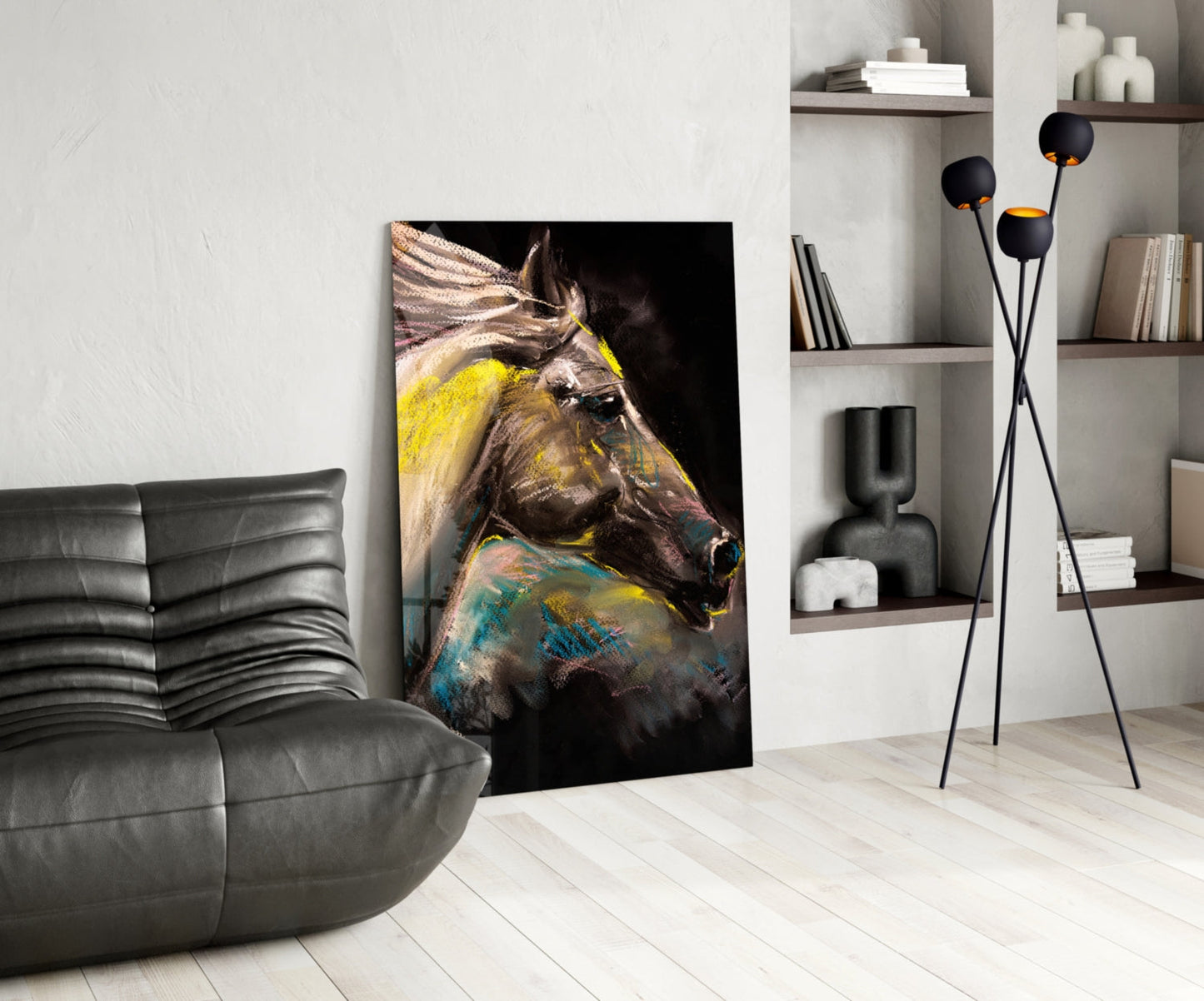 Pastel Horse Profile Glass Wall Art