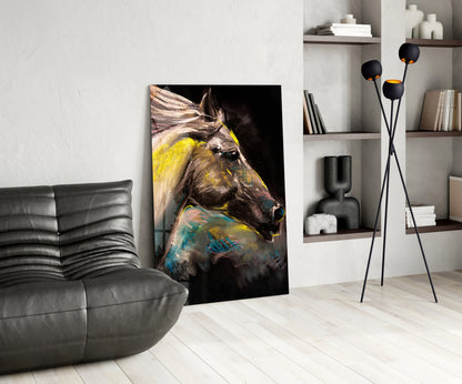 Pastel Horse Profile Glass Wall Art