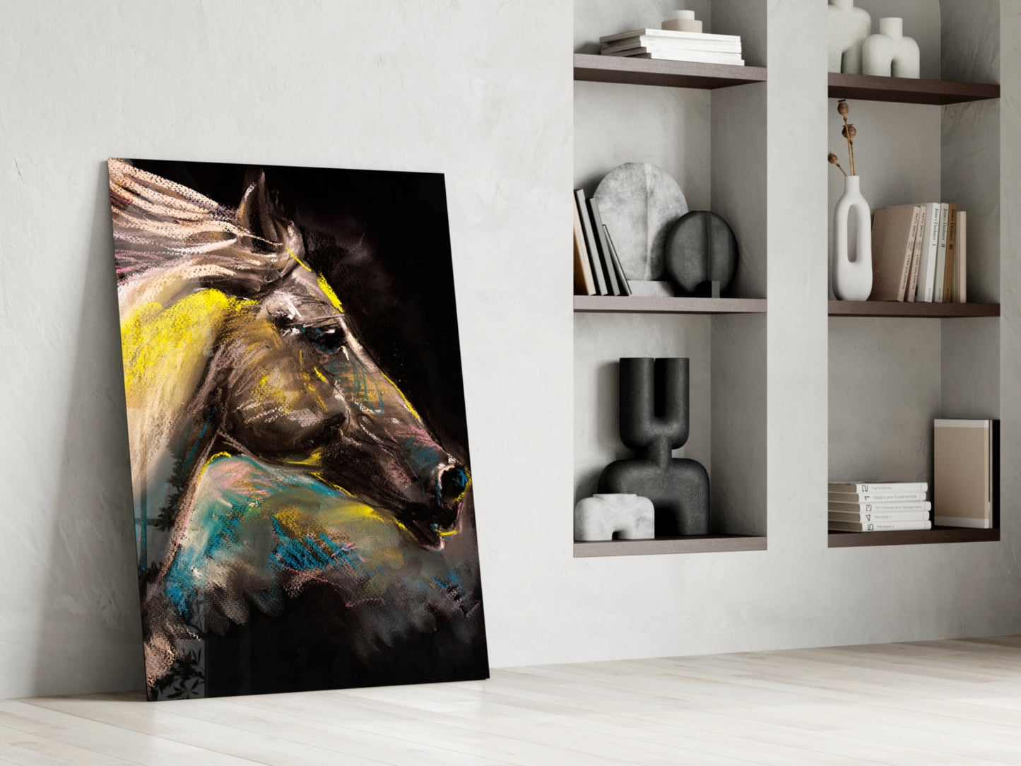 Pastel Horse Profile Glass Wall Art
