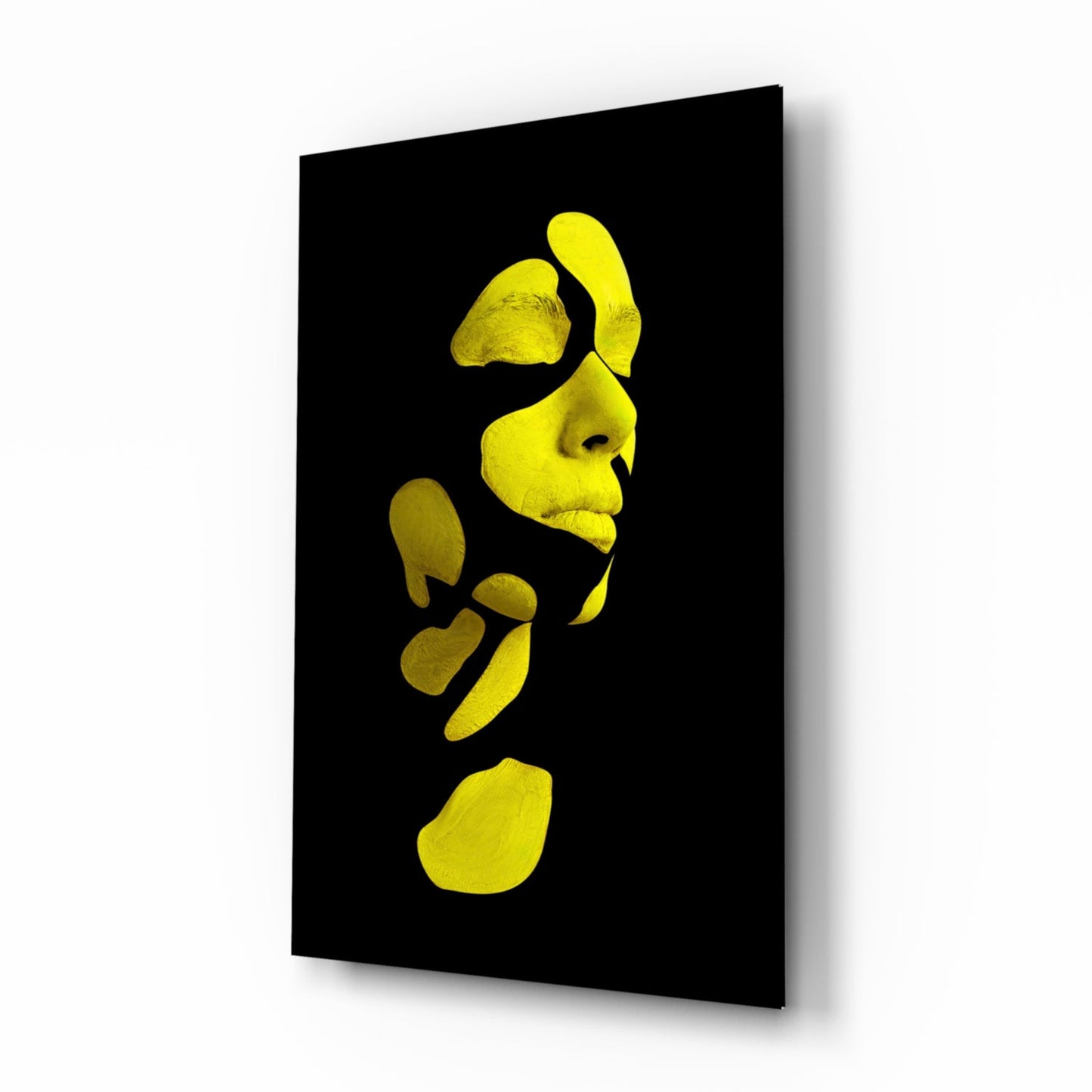Yellow Fragmented Face Glass Art