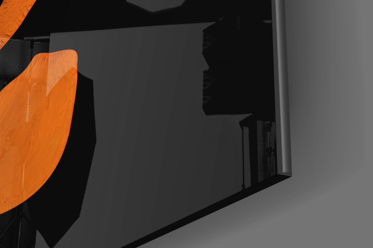 Fragmented Face on Black Glass Wall Art