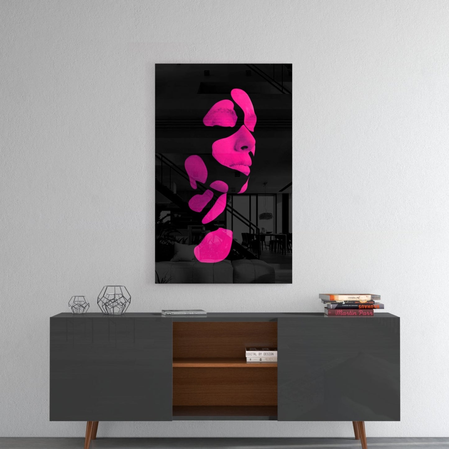 Fragmented Face Glass Wall Art