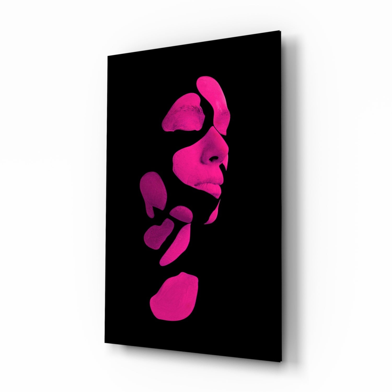 Fragmented face glass wall art panel