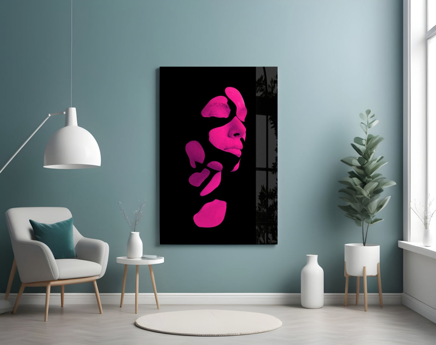 Fragmented Face Glass Wall Art