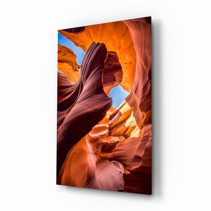 Slot canyon sandstone tempered glass wall art