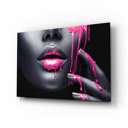Pink Painted Woman fashion glass wall art