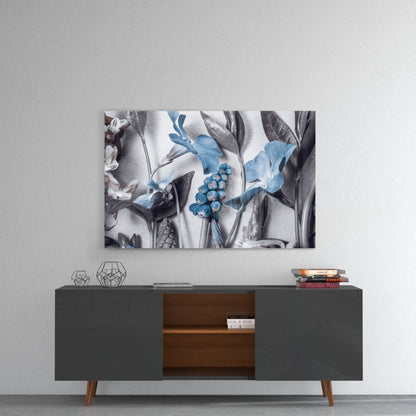 Blue Flowers Glass Wall Art