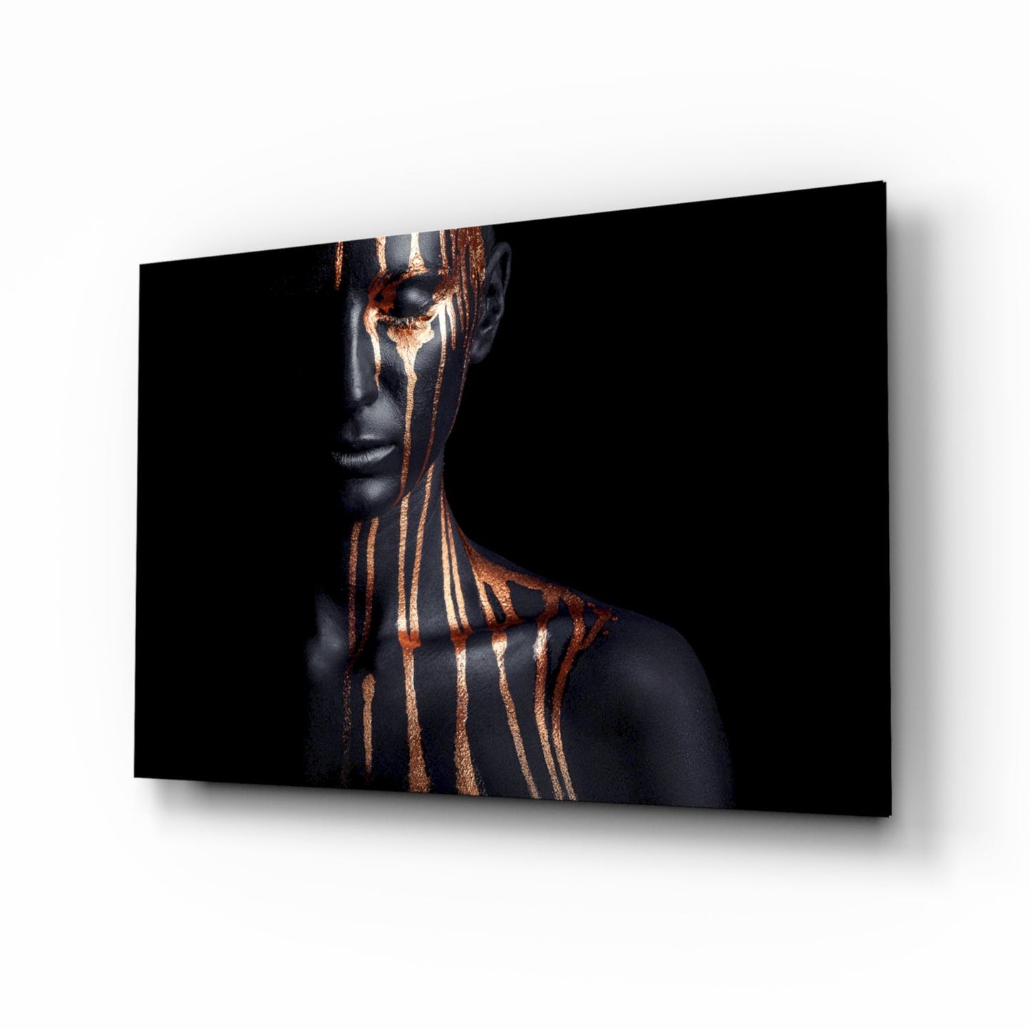 Copper portrait glass wall art