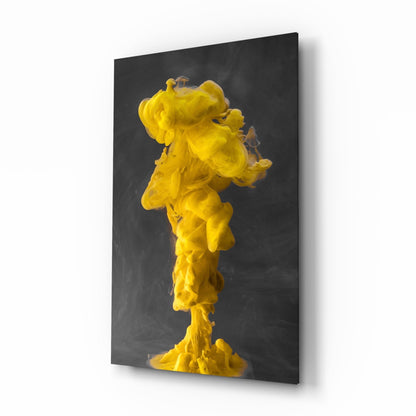 Yellow Smoke glass wall art print