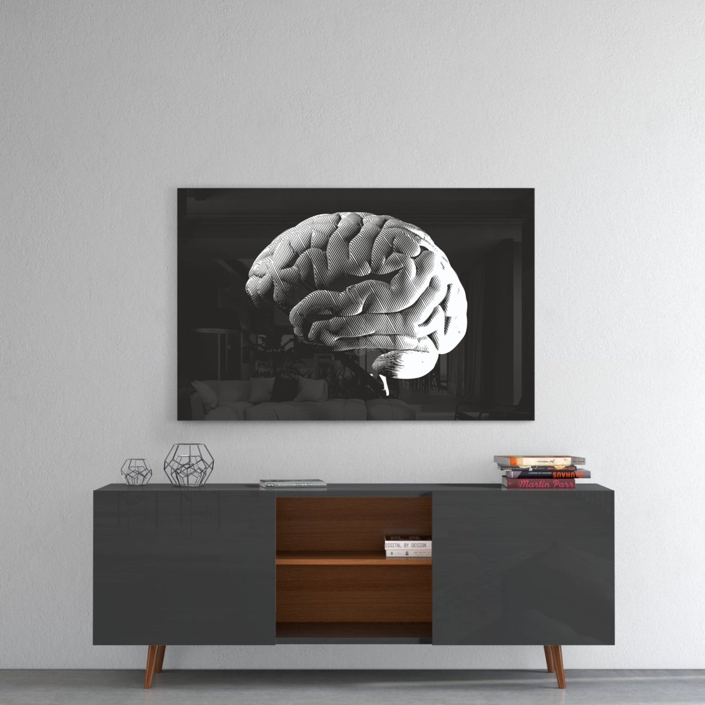 Vintage Anatomy Brain Glass Wall Art