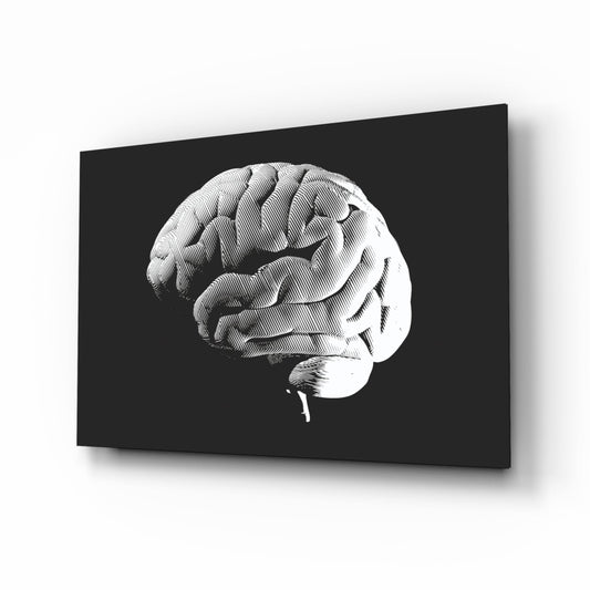 Brain Glass Wall Art - vintage etching design