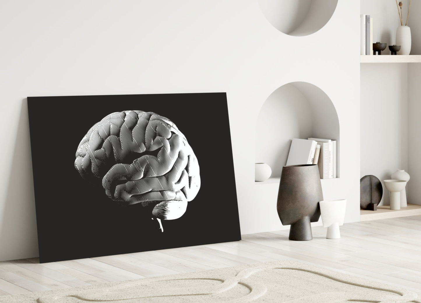 Vintage Anatomy Brain Glass Wall Art