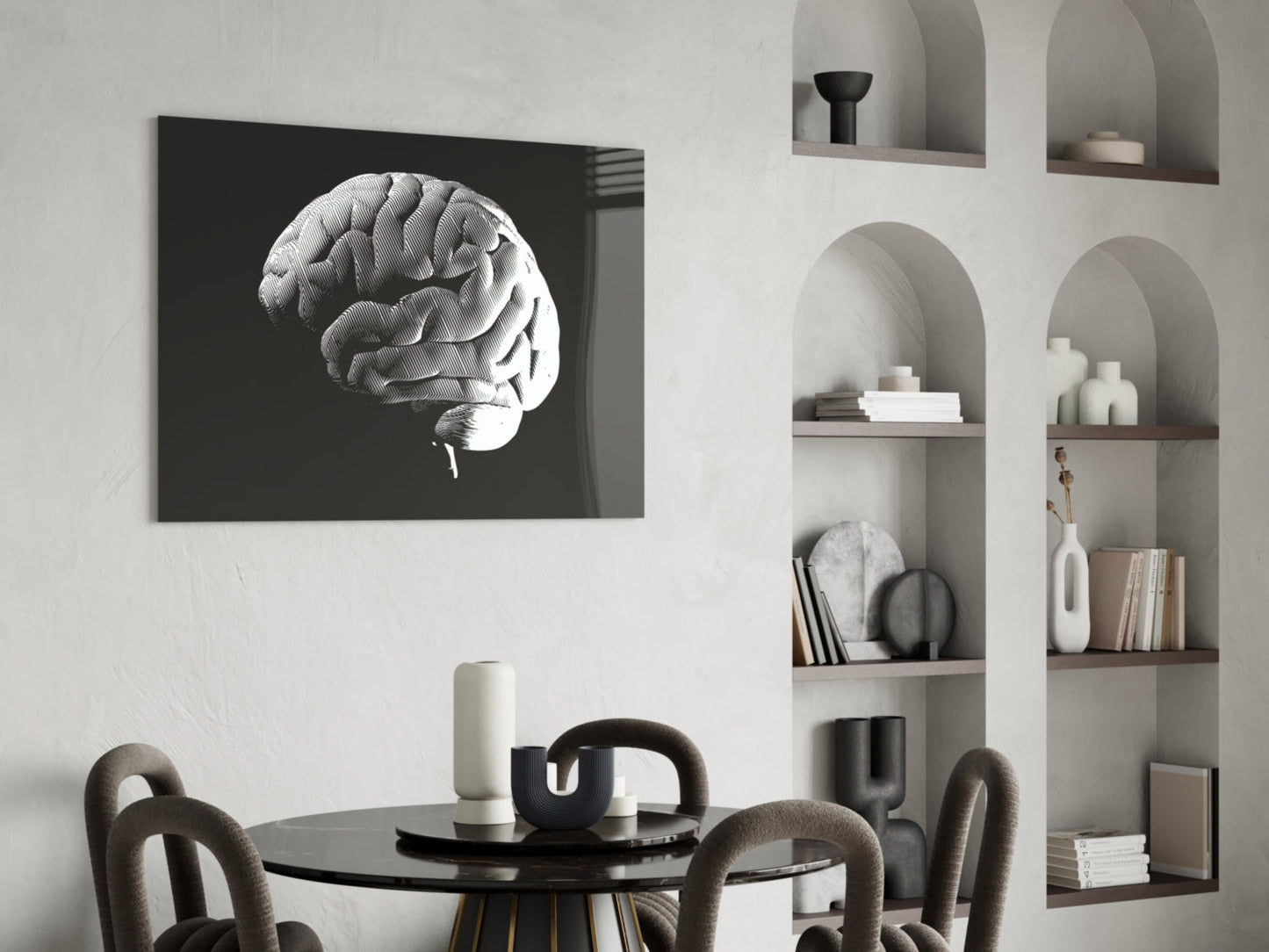 Vintage Anatomy Brain Glass Wall Art