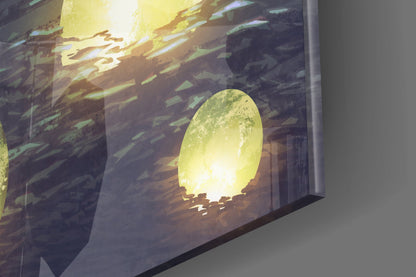Aurora Moon Rowboat Glass Wall Art