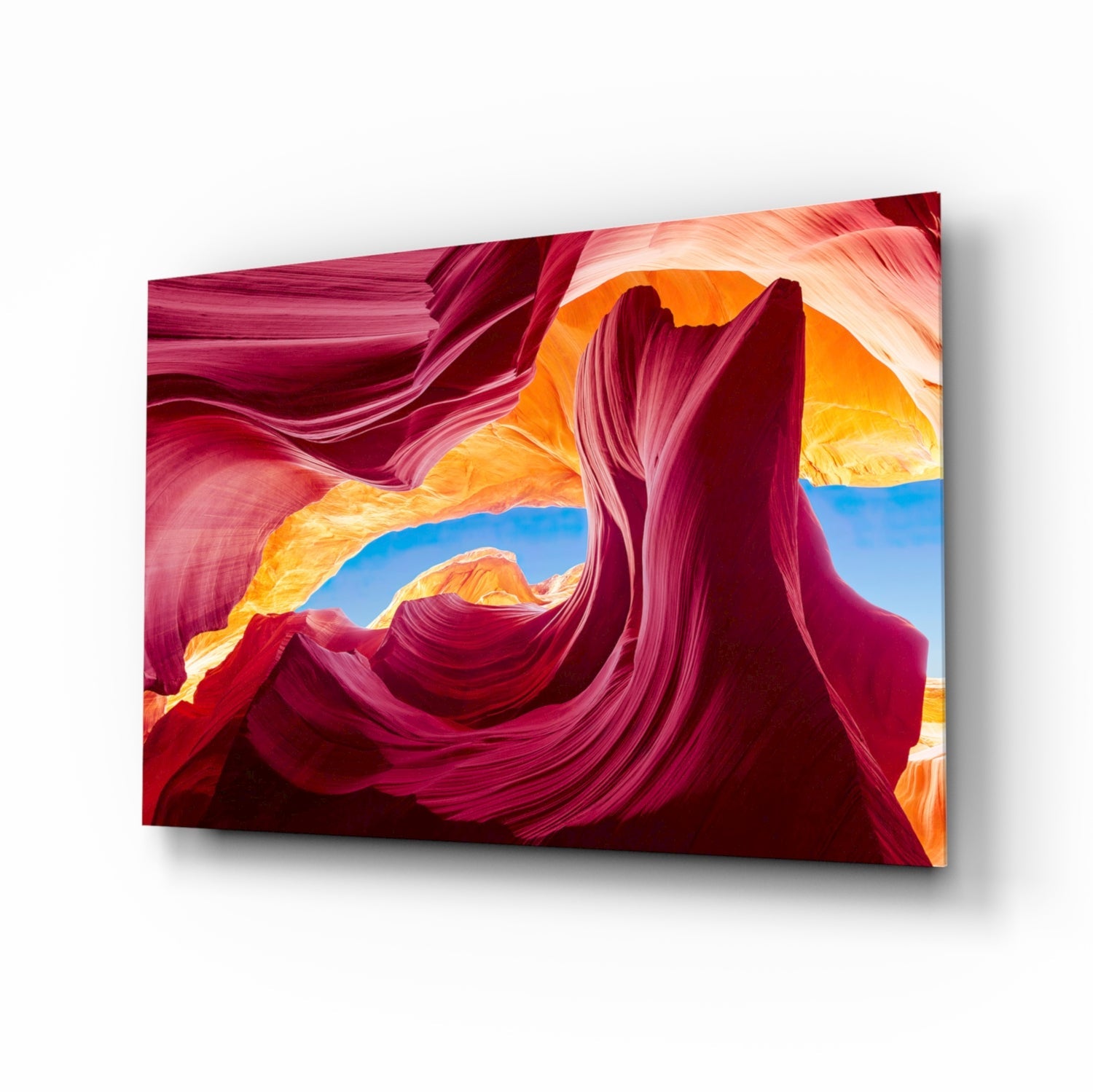 Red valley glass wall art