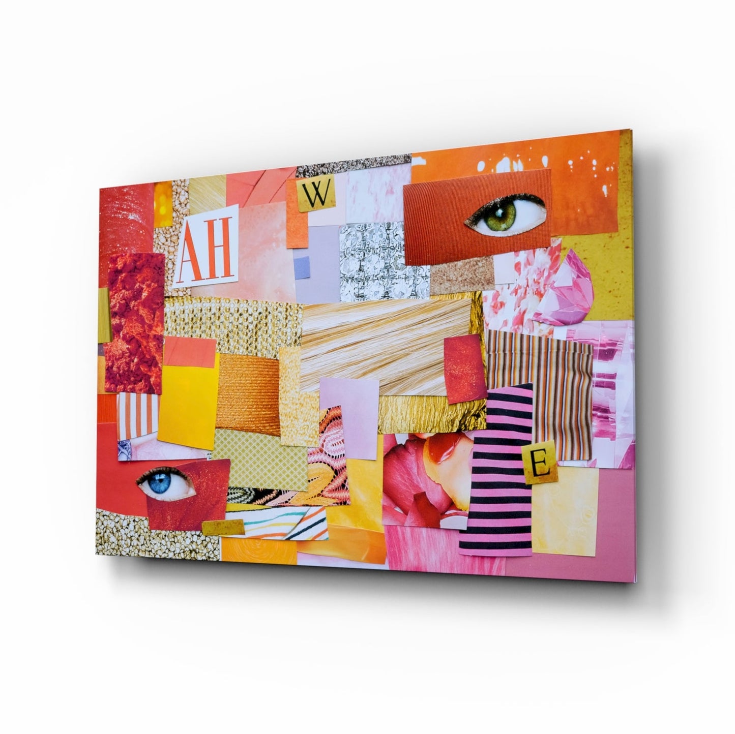 Modern patchwork glass wall art