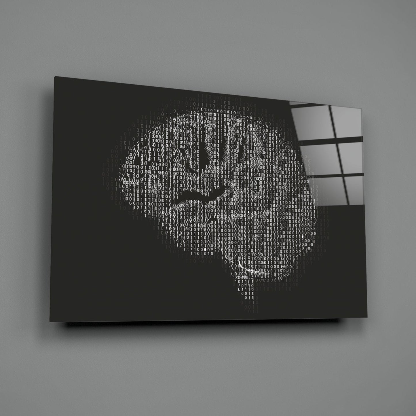 Binary Code Brain Glass Wall Art