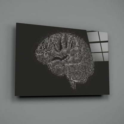 Binary Code Brain Glass Wall Art