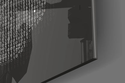 Binary Code Brain Glass Wall Art