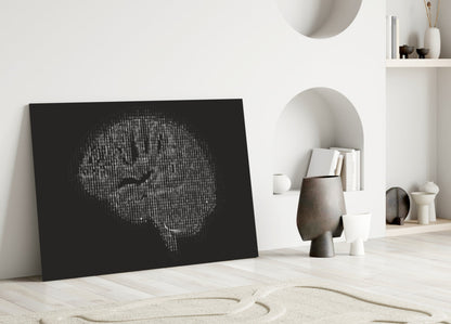 Binary Code Brain Glass Wall Art