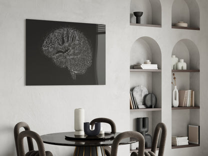 Binary Code Brain Glass Wall Art