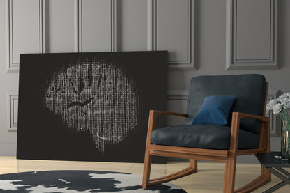 Binary Code Brain Glass Wall Art