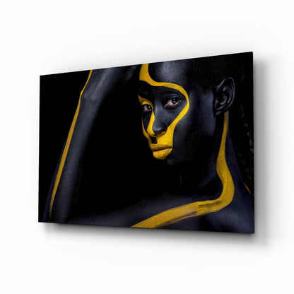 Yellow Paint Stripe Glass Art