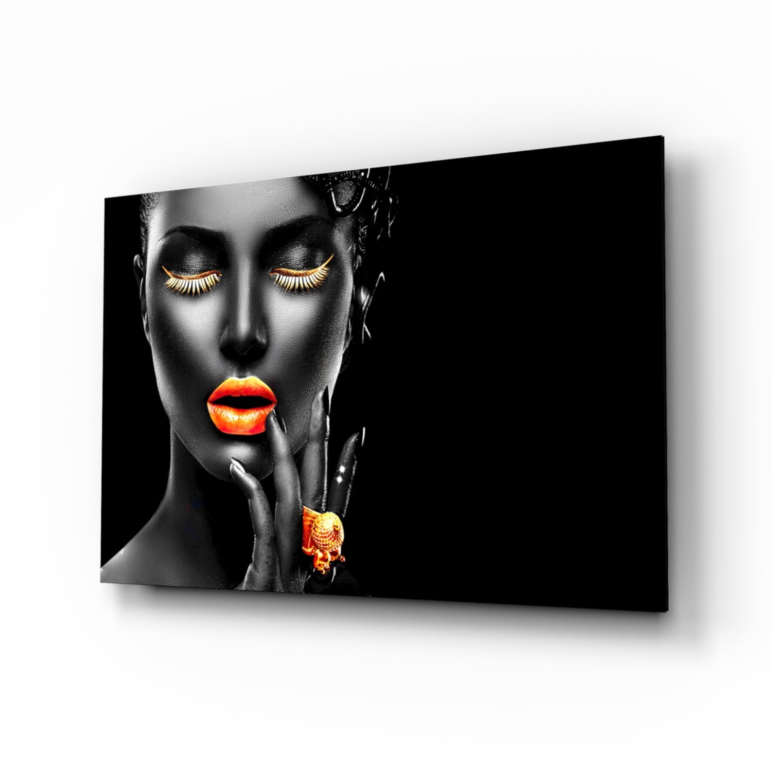 The power of orange glass wall art