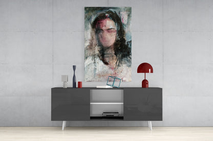 Expressionist Woman Portrait Glass Wall Art